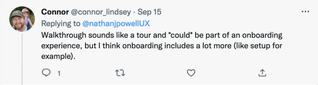 An image of a tweet, asking the question, what is SaaS onboarding?