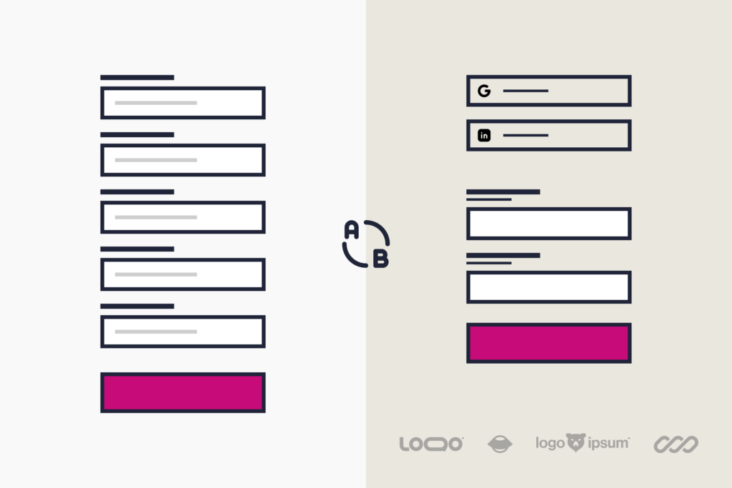 two form designs for a SaaS signup flow