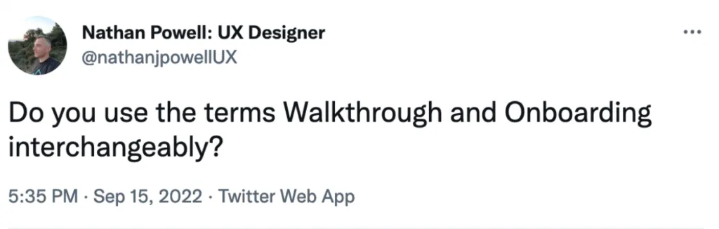 An image of a tweet, asking the question, what is onboarding?